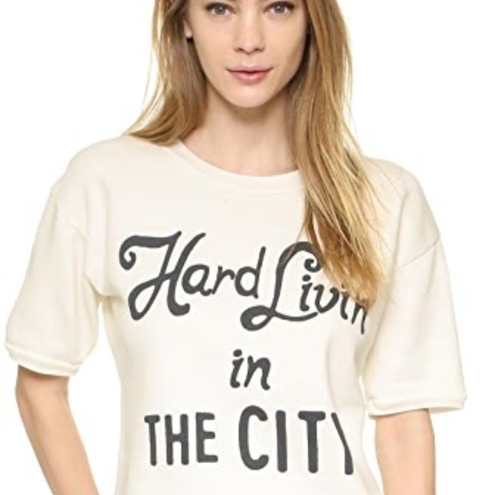 Wildfox Hard Livin' Frenchie Short Sleeve Lightweight Sweatshirt Tee NWOT Size L